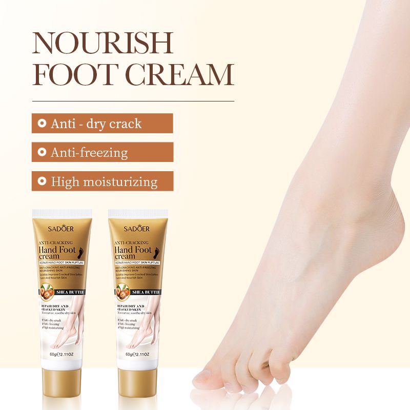SADOER Anti-Crack  Foot Cream & Hand Cream Shea Butter Cracked Heel Cream Dry Skin Repair Cream Cracked Skin Repair Deep Moisturizing Nourishing Hydrating Softening Restores Dry Skin 24h Hydration