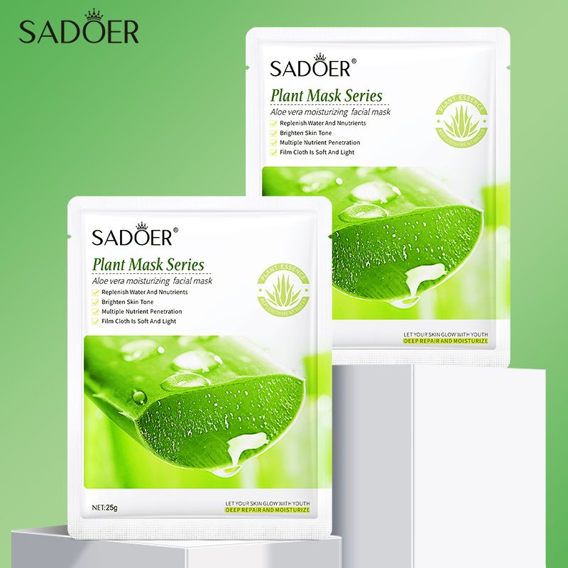 SADOER aloe vera face mask -sadoer skin care set natural plants - moisturize hydrating brightening whitening acne treatment | firming anti-wrinkle deeply nourish smooth anti-dark repair skin