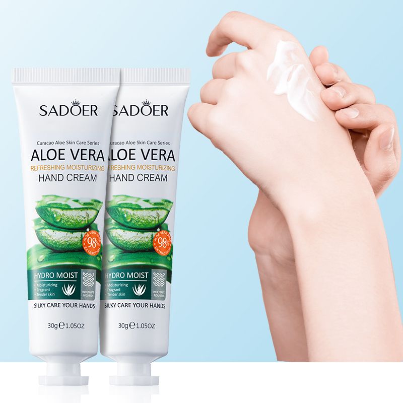 SADOER Natural Aloe Vera Hand Cream Moisturizing Hand Lotion Nourishing Aloe Barbadensis Leaf Juice Vitamin E Natural Extract Hydrating Moisturizing Soothing Non-Greasy Soften Hand Refreshing
