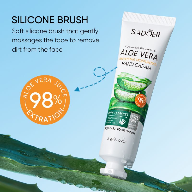 SADOER Natural Aloe Vera Hand Cream Moisturizing Hand Lotion Nourishing Aloe Barbadensis Leaf Juice Vitamin E Natural Extract Hydrating Moisturizing Soothing Non-Greasy Soften Hand Refreshing
