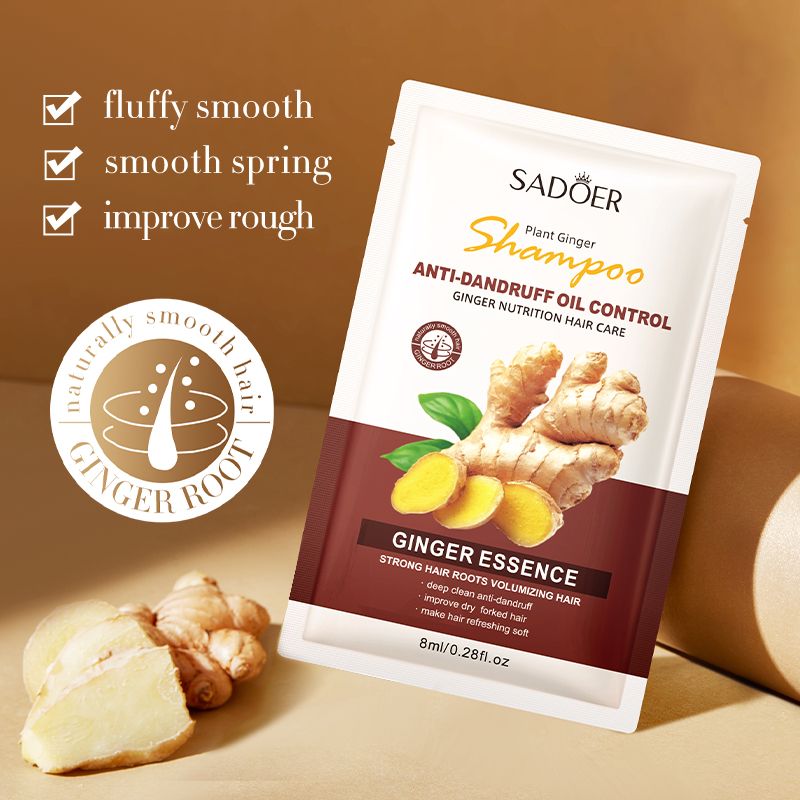 Natural Ginger Essence Disposable Shampoo Anti-Dandruff Oil Control Deep Cleansing Hair Strengthening Volumizing Ginger Extract Biotin Keratin Strengthens Hair Roots Repairs Dry Ends Soft & Silky