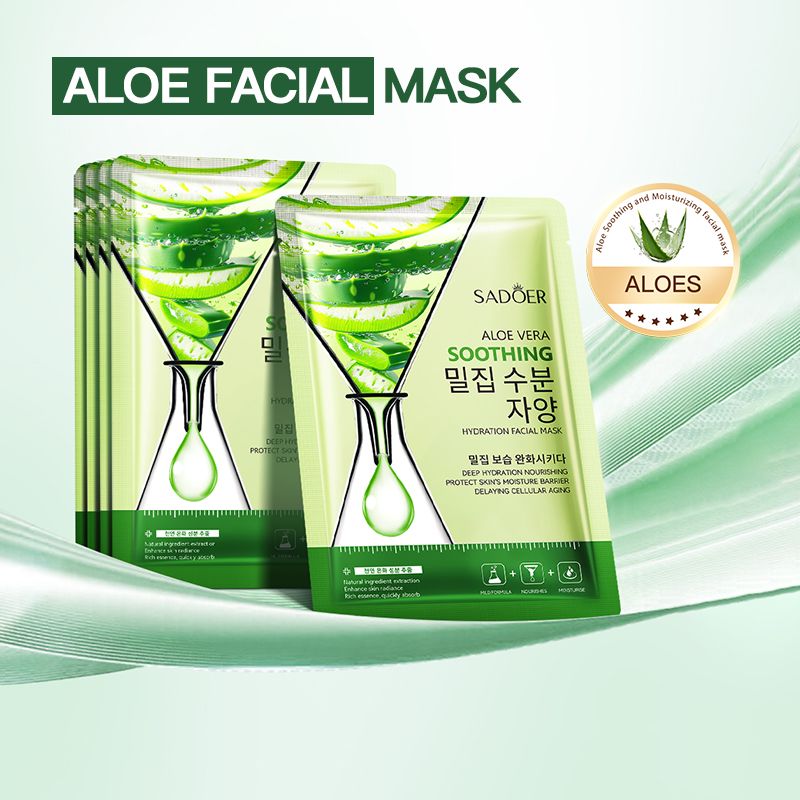 SADOER aloe vera face mask -sadoer skin care set natural plants - moisturize hydrating brightening whitening acne treatment | firming anti-wrinkle deeply nourish smooth anti-dark repair skin