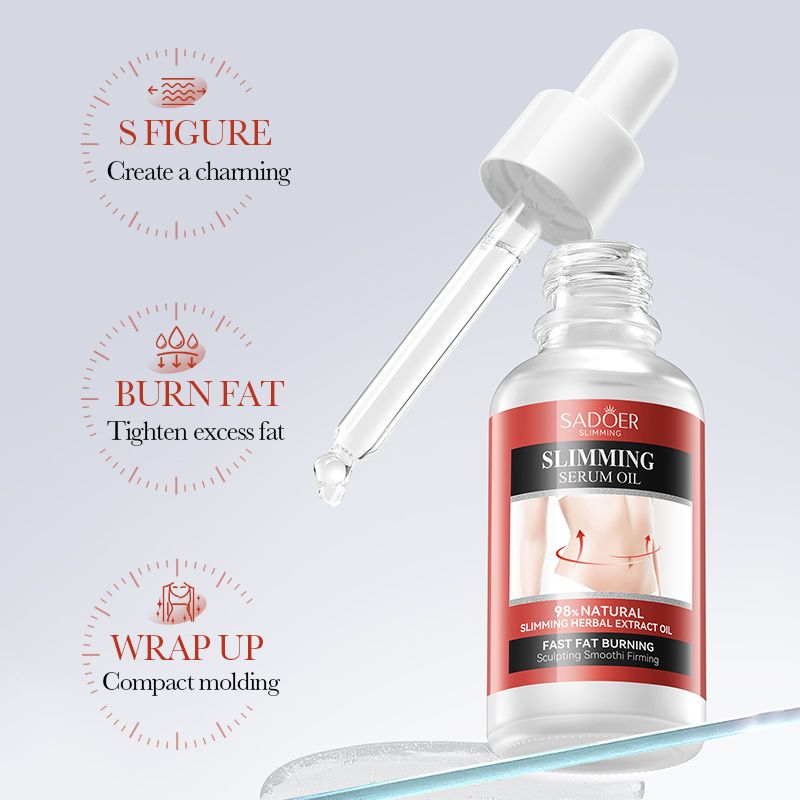SADOER Natural Herbal Extract Slimming Oil Slim Serum Oil Weight Loss Oil Body Slimming Fat Burning Anti-Cellulite Caffeine Natural Ingredient Tighten Skin Firm Skin Reduce Fat Burn Fat Shape Body