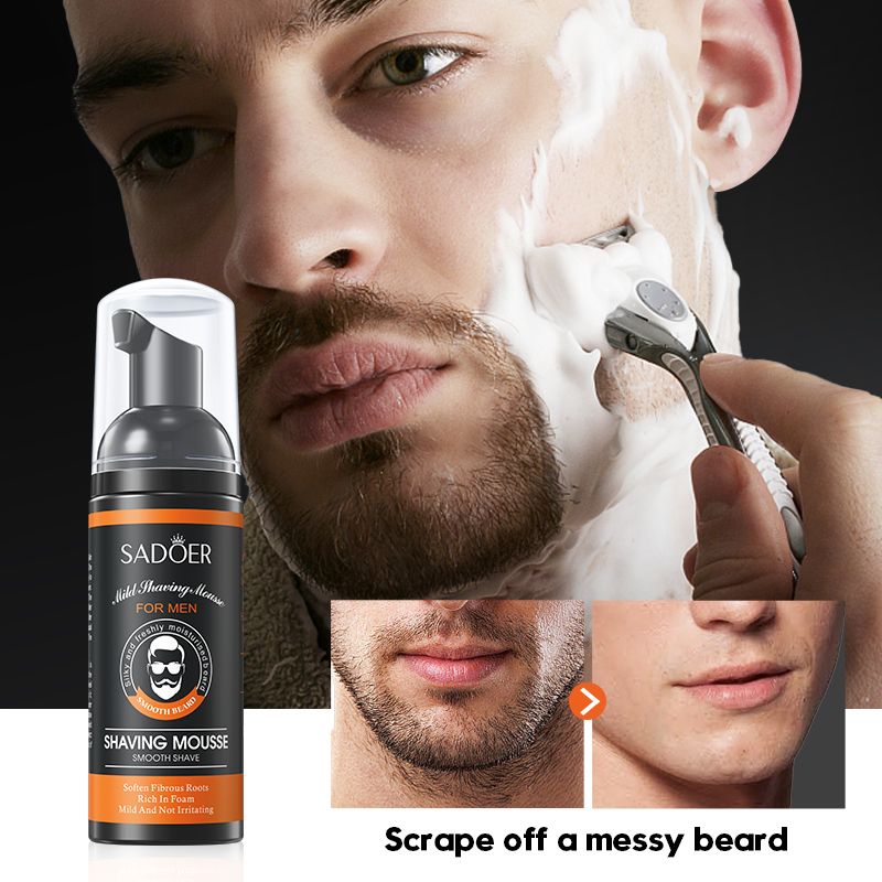 SADOER Man Shaving Mousse Men Shaving Cream Shaving Foam Shave Gel Shaving Lotion Beard Shave Cream Smooth Shave Razor Bump Prevention Anti-Irritation Soothing Close Shave Softens Beard 60ml
