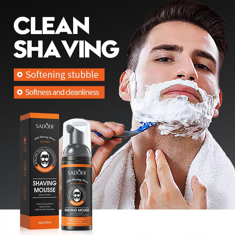 SADOER Man Shaving Mousse Men Shaving Cream Shaving Foam Shave Gel Shaving Lotion Beard Shave Cream Smooth Shave Razor Bump Prevention Anti-Irritation Soothing Close Shave Softens Beard 60ml