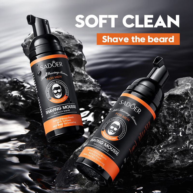 SADOER Man Shaving Mousse Men Shaving Cream Shaving Foam Shave Gel Shaving Lotion Beard Shave Cream Smooth Shave Razor Bump Prevention Anti-Irritation Soothing Close Shave Softens Beard 60ml