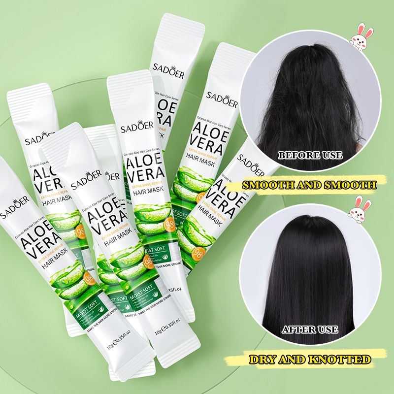 SADOER Nature Aloe Vera Hair Mask Hair Growth Conditioner Intensive Repair Hair Care Smoothing Strengthening Damage Repair Detangling Softening For Damaged Hair Hydrating Nourishing Repairing