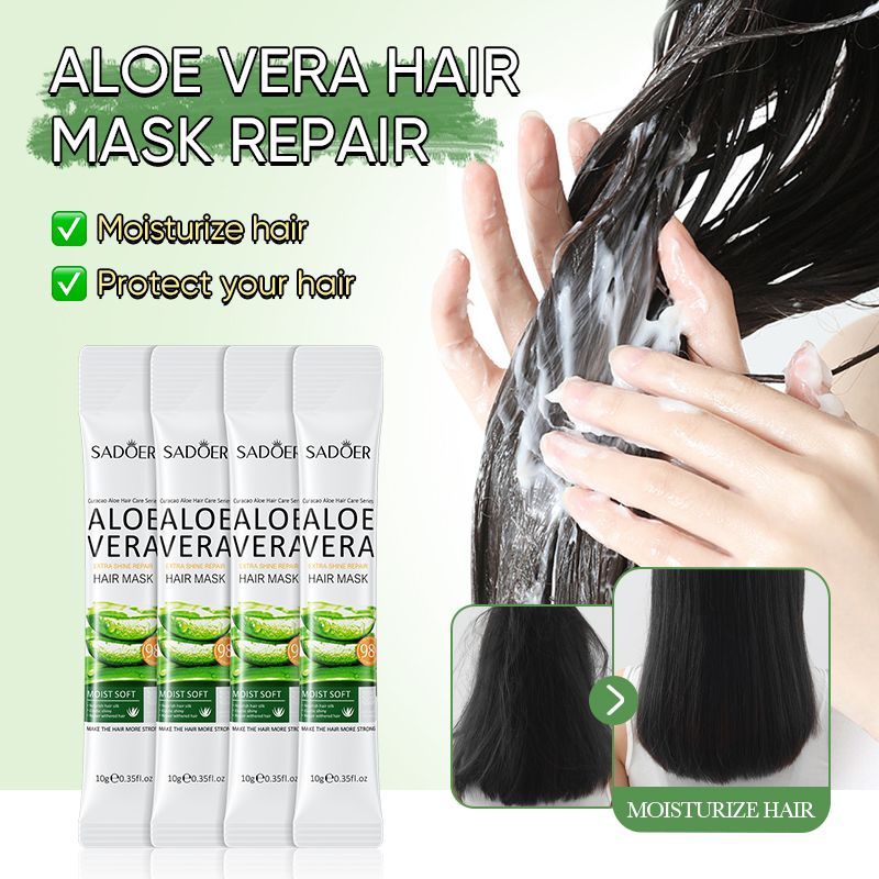 SADOER Nature Aloe Vera Hair Mask Hair Growth Conditioner Intensive Repair Hair Care Smoothing Strengthening Damage Repair Detangling Softening For Damaged Hair Hydrating Nourishing Repairing