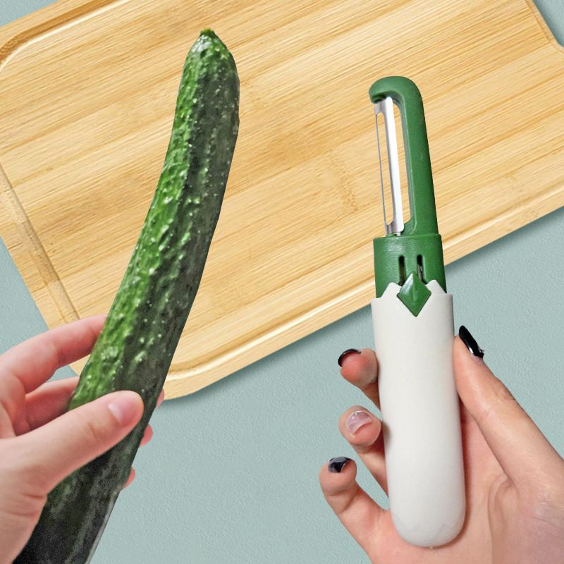 2-in-1 Fruit Knife Peeler Paring Knife Kitchen Knife Vegetable Peeler Multi-purpose Knife Stainless Steel Double Blade Knife Ergonomic Handle Non-Slip Grip
