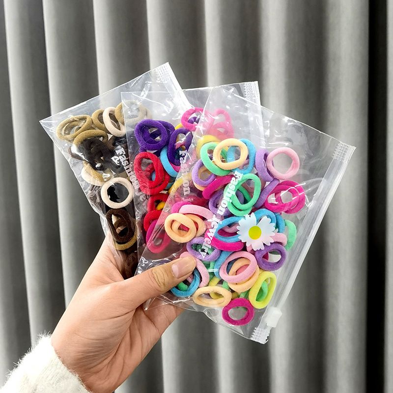 50pcs Simple Headband Candy colored hair tie with rubber bands Small Circle Thin Hair Rope Girls Tie Hair With High Elastic Rubber Band Basic Hair Tie Colorful Mix Headdress
