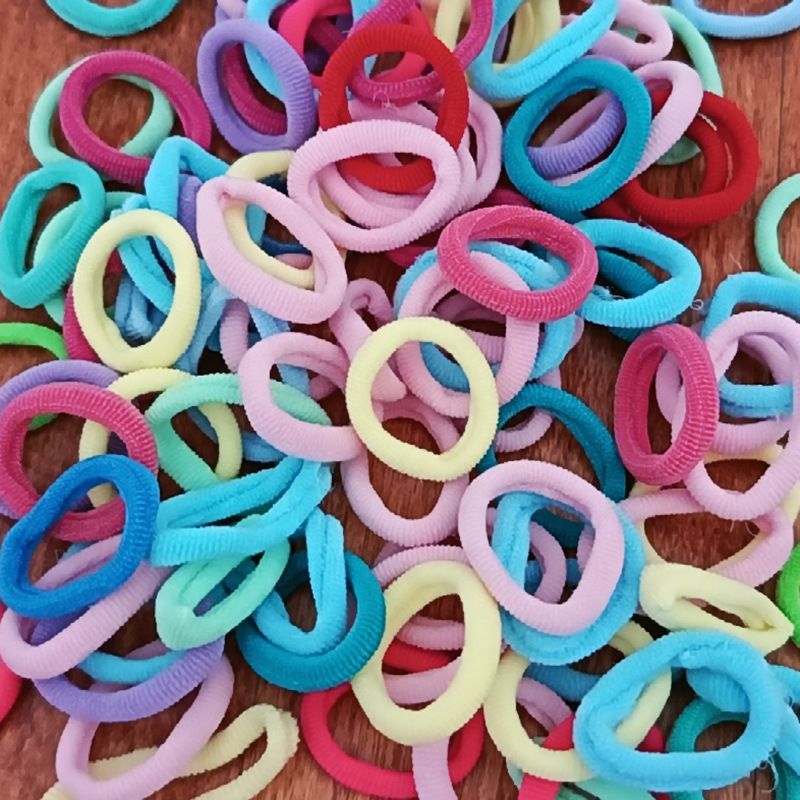 50pcs Simple Headband Candy colored hair tie with rubber bands Small Circle Thin Hair Rope Girls Tie Hair With High Elastic Rubber Band Basic Hair Tie Colorful Mix Headdress