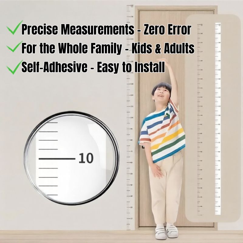Kids Growth Tracking Height Wall Sticker Growth Chart Height Measure Kids Height Ruler Wall Sticker Height Gauge Removable Self-Adhesive Peel & Stick Waterproof Durable Colorful Cartoon Design