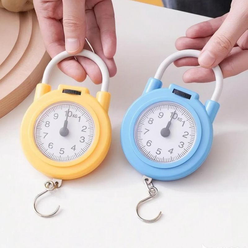 10kg Held no Battery Spring Scale Hanging Scale Portable Scale Fish Scale Luggage Scale Mechanical Scale Handheld Hanging Hook Stainless Steel Hook Plastic Casing Metal Casing Compact