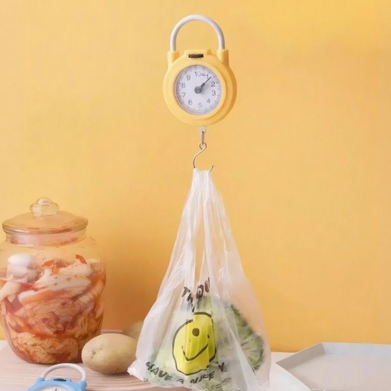 10kg Held no Battery Spring Scale Hanging Scale Portable Scale Fish Scale Luggage Scale Mechanical Scale Handheld Hanging Hook Stainless Steel Hook Plastic Casing Metal Casing Compact