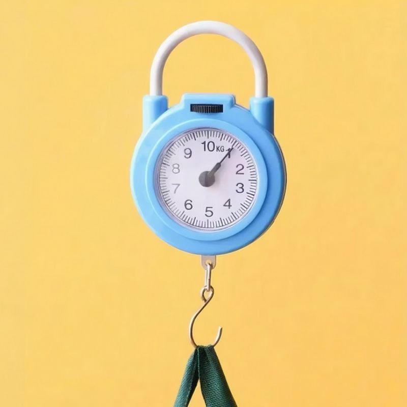 10kg Held no Battery Spring Scale Hanging Scale Portable Scale Fish Scale Luggage Scale Mechanical Scale Handheld Hanging Hook Stainless Steel Hook Plastic Casing Metal Casing Compact