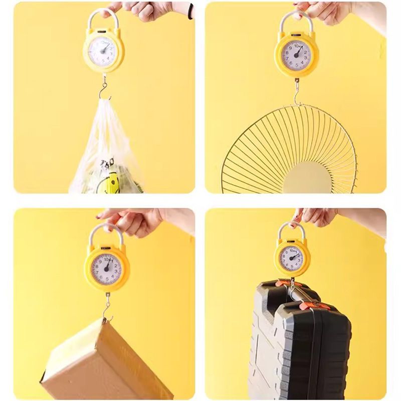 10kg Held no Battery Spring Scale Hanging Scale Portable Scale Fish Scale Luggage Scale Mechanical Scale Handheld Hanging Hook Stainless Steel Hook Plastic Casing Metal Casing Compact