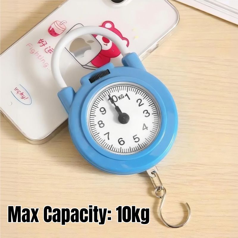 10kg Held no Battery Spring Scale Hanging Scale Portable Scale Fish Scale Luggage Scale Mechanical Scale Handheld Hanging Hook Stainless Steel Hook Plastic Casing Metal Casing Compact