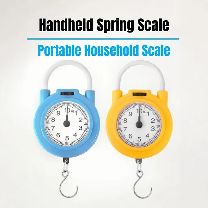 10kg Held no Battery Spring Scale Hanging Scale Portable Scale Fish Scale Luggage Scale Mechanical Scale Handheld Hanging Hook Stainless Steel Hook Plastic Casing Metal Casing Compact
