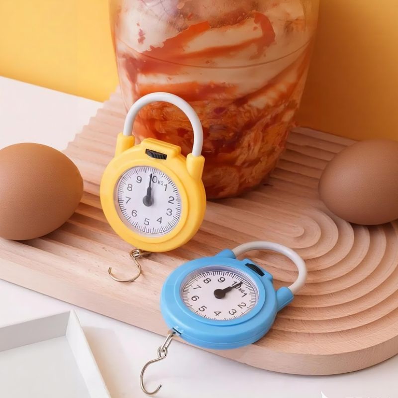 10kg Held no Battery Spring Scale Hanging Scale Portable Scale Fish Scale Luggage Scale Mechanical Scale Handheld Hanging Hook Stainless Steel Hook Plastic Casing Metal Casing Compact