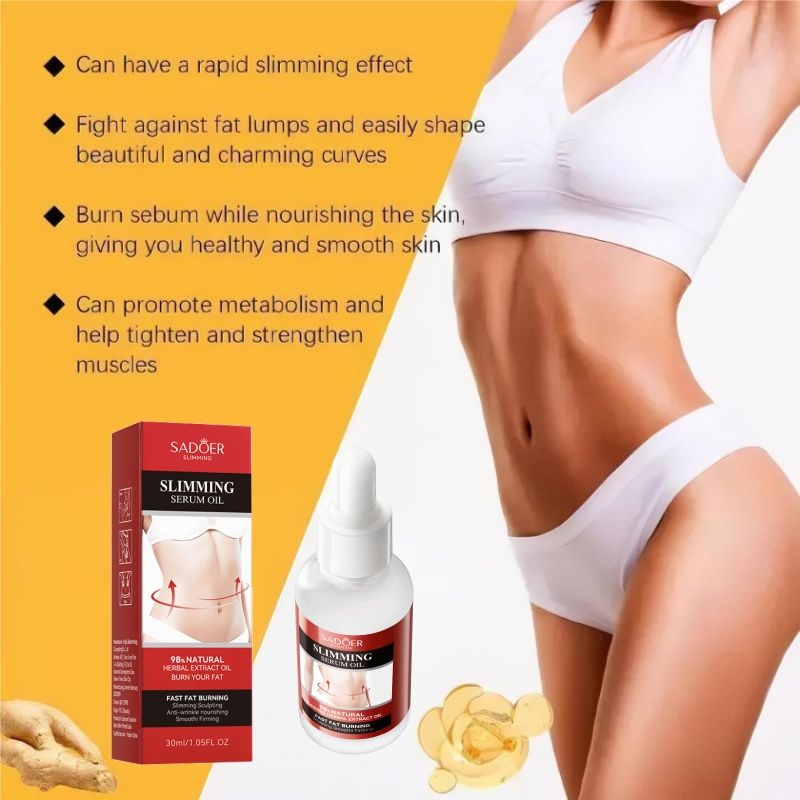 SADOER Natural Herbal Extract Slimming Oil Slim Serum Oil Weight Loss Oil Body Slimming Fat Burning Anti-Cellulite Caffeine Natural Ingredient Tighten Skin Firm Skin Reduce Fat Burn Fat Shape Body