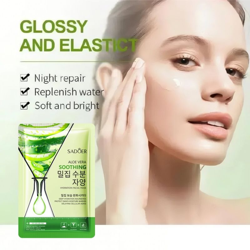 SADOER aloe vera face mask -sadoer skin care set natural plants - moisturize hydrating brightening whitening acne treatment | firming anti-wrinkle deeply nourish smooth anti-dark repair skin