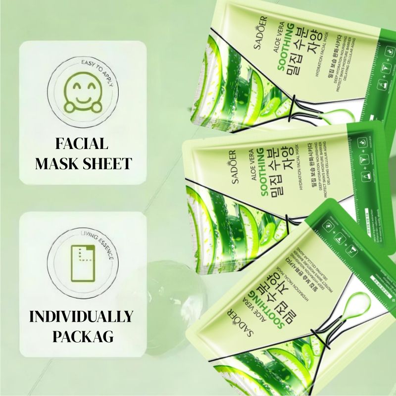 SADOER aloe vera face mask -sadoer skin care set natural plants - moisturize hydrating brightening whitening acne treatment | firming anti-wrinkle deeply nourish smooth anti-dark repair skin
