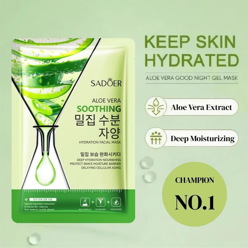 SADOER aloe vera face mask -sadoer skin care set natural plants - moisturize hydrating brightening whitening acne treatment | firming anti-wrinkle deeply nourish smooth anti-dark repair skin