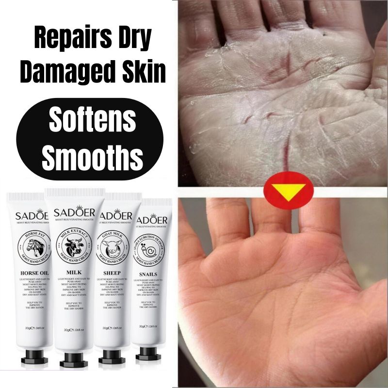 SADOER Deep Moisturizing Hand Cream Nourishing Hand Lotion Hand Care Goat Milk Snail Mucin Milk Horse Oil Shea Butter Vitamin E Repairing Softening Anti-Cracking Fast Absorbing Non-Greasy For Dry Skin