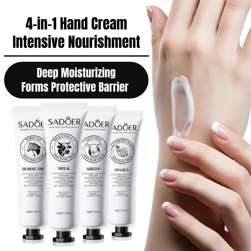 SADOER Deep Moisturizing Hand Cream Nourishing Hand Lotion Hand Care Goat Milk Snail Mucin Milk Horse Oil Shea Butter Vitamin E Repairing Softening Anti-Cracking Fast Absorbing Non-Greasy For Dry Skin