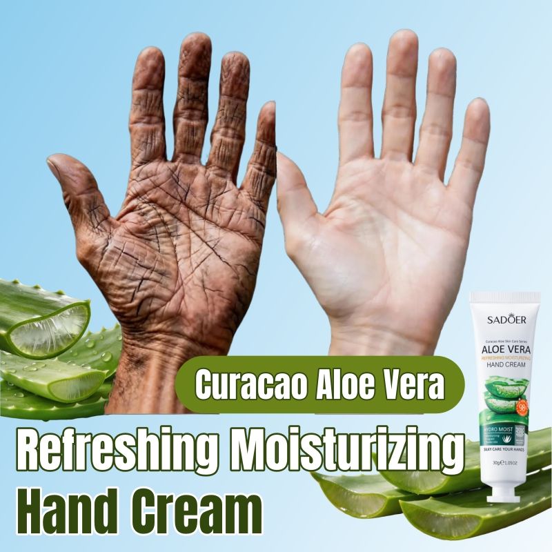 SADOER Natural Aloe Vera Hand Cream Moisturizing Hand Lotion Nourishing Aloe Barbadensis Leaf Juice Vitamin E Natural Extract Hydrating Moisturizing Soothing Non-Greasy Soften Hand Refreshing
