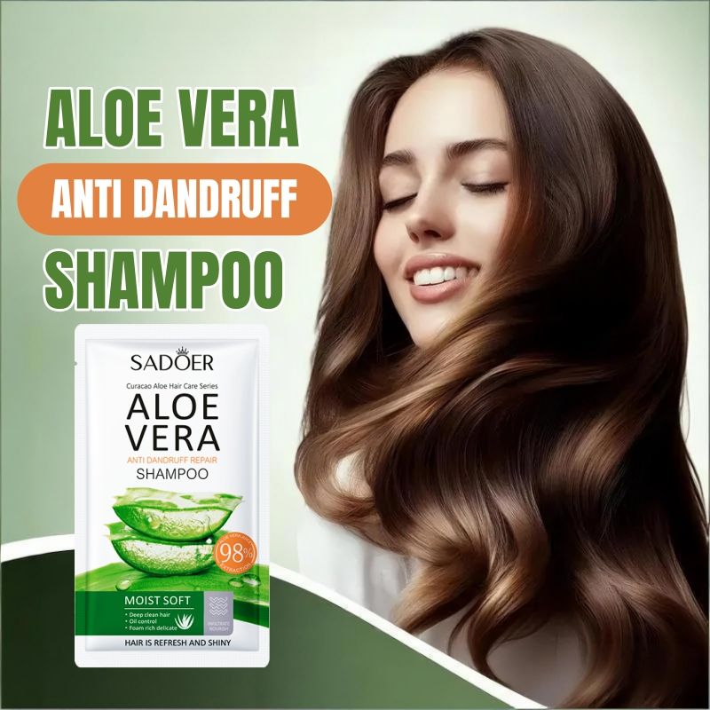 SADOER Natural Aloe Vera Shampoo Anti-Dandruff Shampoo Disposable Hair Repair Shampoo Sachet Aloe Extract Keratin Vitamin E Moisturizing Nourishing Dry Hair Oily Scalp Frizzy Hair Budget-Friendly