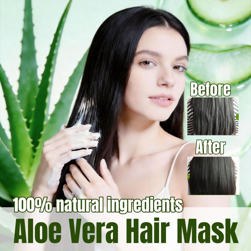 SADOER Nature Aloe Vera Hair Mask Hair Growth Conditioner Intensive Repair Hair Care Smoothing Strengthening Damage Repair Detangling Softening For Damaged Hair Hydrating Nourishing Repairing