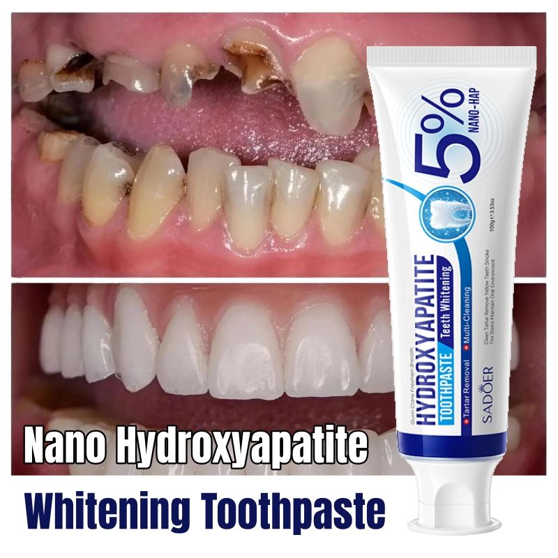 SADOER Nano Hydroxyapatite Whitening Toothpaste Natural Mineral Cleaning Fluoride-Free Toothpaste Stain Removal Cavity Prevention Plaque Removal Protect Gum Care Anti-Gingivity Reduce Gum Inflammation