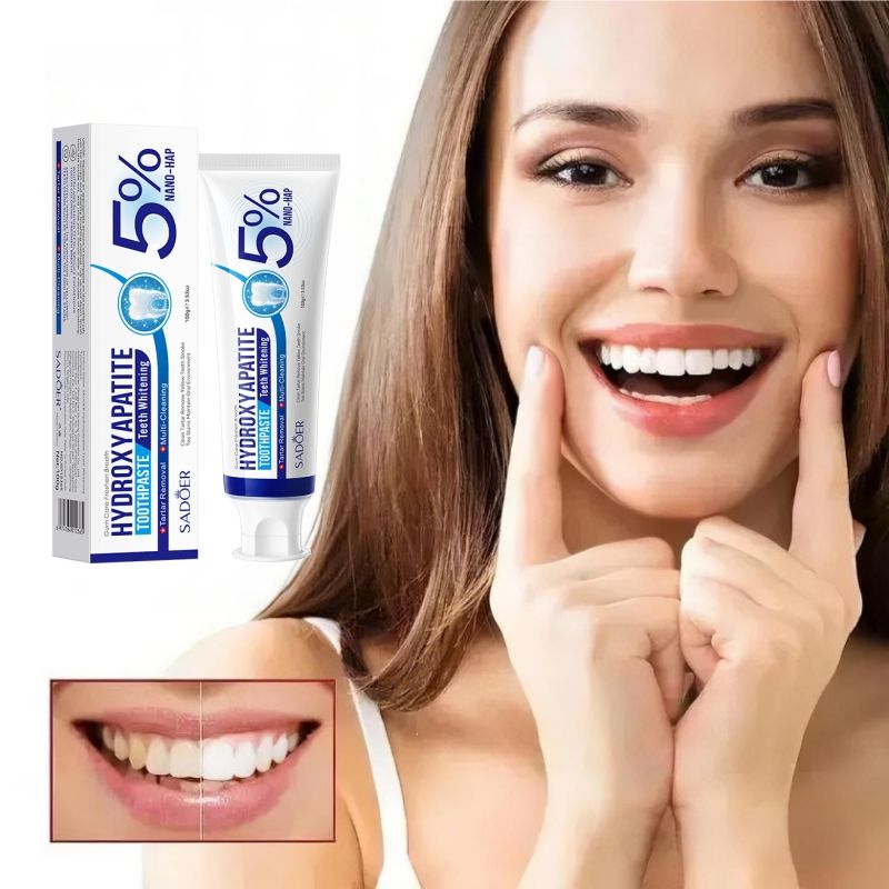 SADOER Nano Hydroxyapatite Whitening Toothpaste Natural Mineral Cleaning Fluoride-Free Toothpaste Stain Removal Cavity Prevention Plaque Removal Protect Gum Care Anti-Gingivity Reduce Gum Inflammation