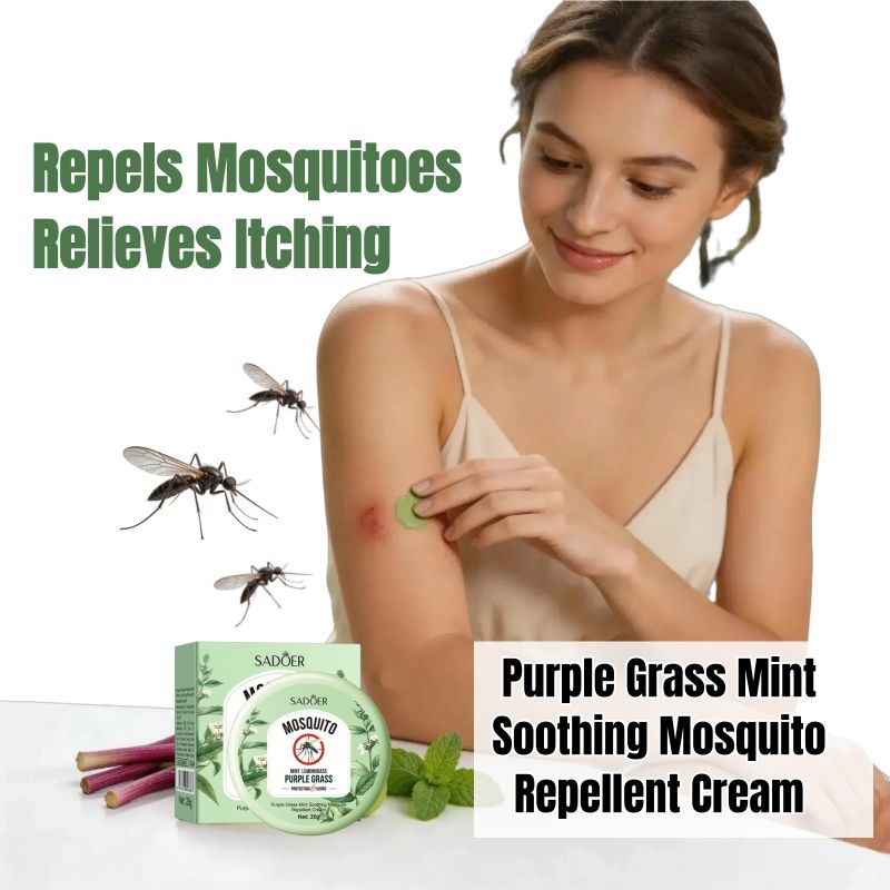 SADOER Natural Herbs Mosquito Repellent Cream Anti-Itch Mint Cooling Itch Relief Cream Gromwell Root Insect Bite Cream Soothing Calms Skin  Reduces Swelling Non-Greasy Fast Absorb Gentle Long-Lasting