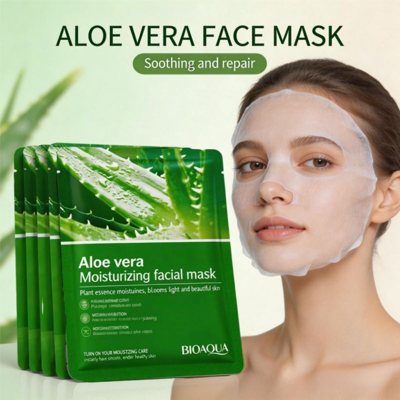 BIOAOUA aloe vera face mask -sadoer skin care set natural plants - moisturize hydrating brightening whitening acne treatment | firming anti-wrinkle deeply nourish smooth anti-dark repair skin