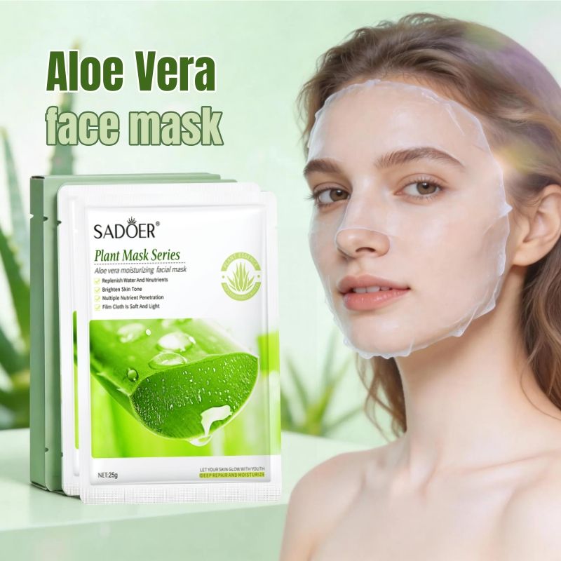 SADOER aloe vera face mask -sadoer skin care set natural plants - moisturize hydrating brightening whitening acne treatment | firming anti-wrinkle deeply nourish smooth anti-dark repair skin