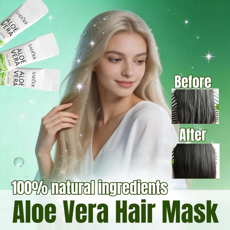 SADOER Nature Aloe Vera Hair Mask Hair Growth Conditioner Intensive Repair Hair Care Smoothing Strengthening Damage Repair Detangling Softening For Damaged Hair Hydrating Nourishing Repairing