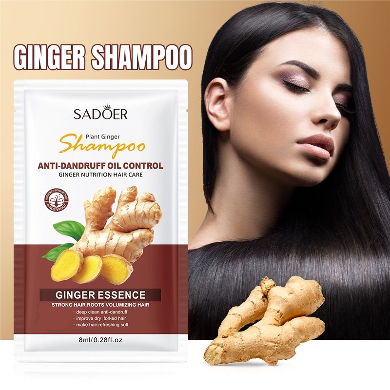Natural Ginger Essence Disposable Shampoo Anti-Dandruff Oil Control Deep Cleansing Hair Strengthening Volumizing Ginger Extract Biotin Keratin Strengthens Hair Roots Repairs Dry Ends Soft & Silky