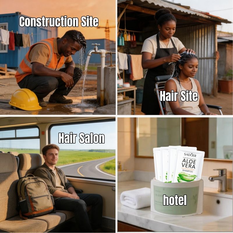 SADOER Natural Aloe Vera Shampoo Anti-Dandruff Shampoo Disposable Hair Repair Shampoo Sachet Aloe Extract Keratin Vitamin E Moisturizing Nourishing Dry Hair Oily Scalp Frizzy Hair Budget-Friendly