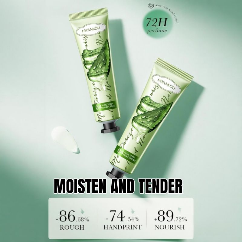 FAYANKOU Natural Aloe Vera Hand Cream Moisturizing Hand Lotion Nourishing Aloe Barbadensis Leaf Juice Vitamin E Natural Extract Hydrating Moisturizing Soothing Non-Greasy Soften Hand Refreshing