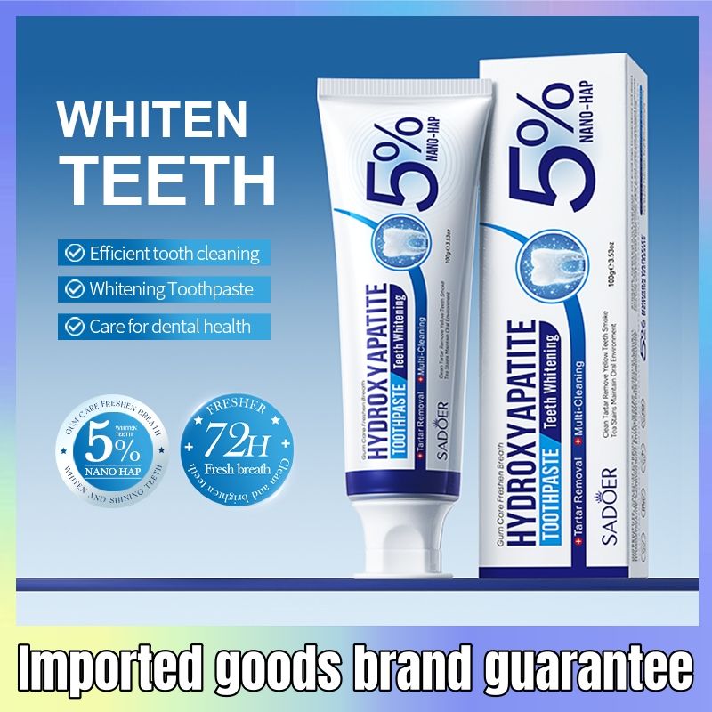 SADOER Nano Hydroxyapatite Whitening Toothpaste Natural Mineral Cleaning Fluoride-Free Toothpaste Stain Removal Cavity Prevention Plaque Removal Protect Gum Care Anti-Gingivity Reduce Gum Inflammation