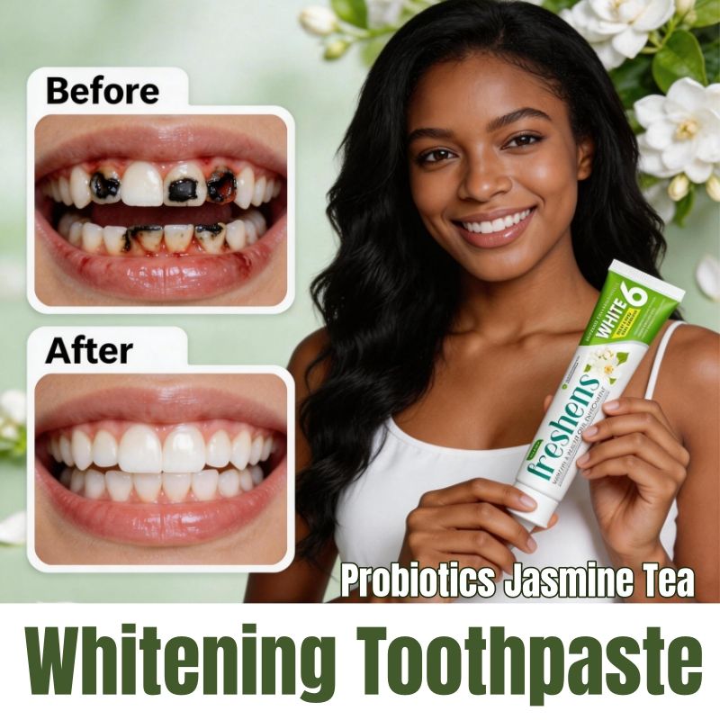 SADOER Probiotics Jasmine Tea Whitening Tooth Herbal Toothpaste Fluoride for Cavity Prevention Clean Teeth Fresh Breath Natural Ingredients Family Use Sensitive Teeth Remove Tooth Stains