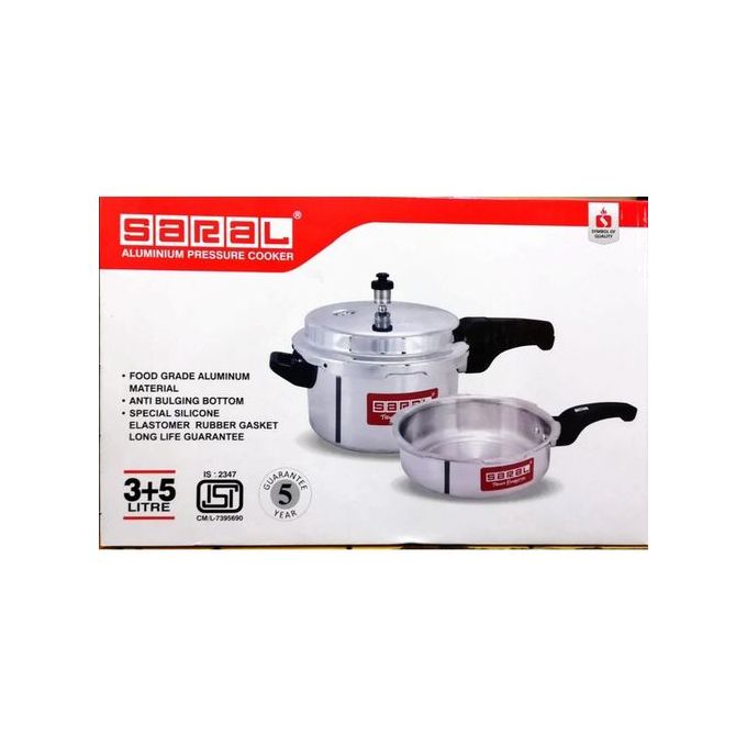 Saral 3L + 5L COMBO ALUMINIUM EXPLOSION PROOF Pressure Cooker