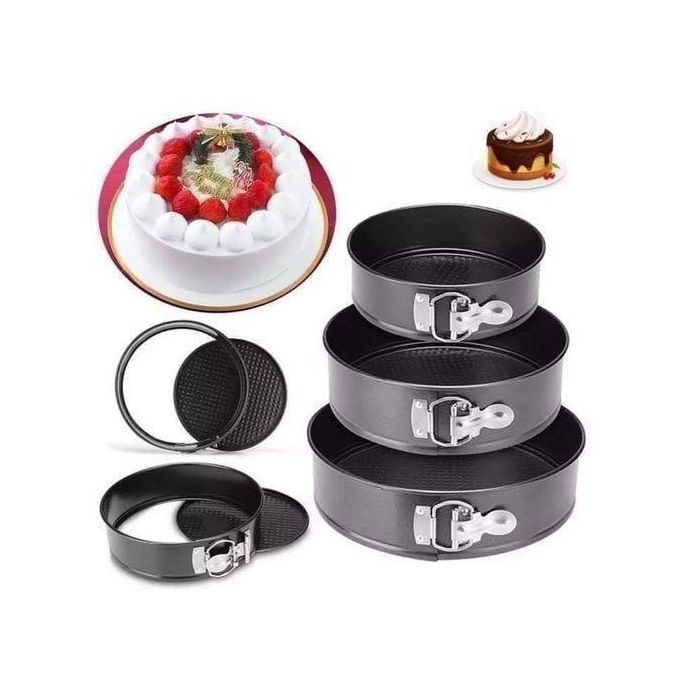 3Pcs Non-Stick Round Cake Tray Mould Set – Circular Baking Tins for Oven Use