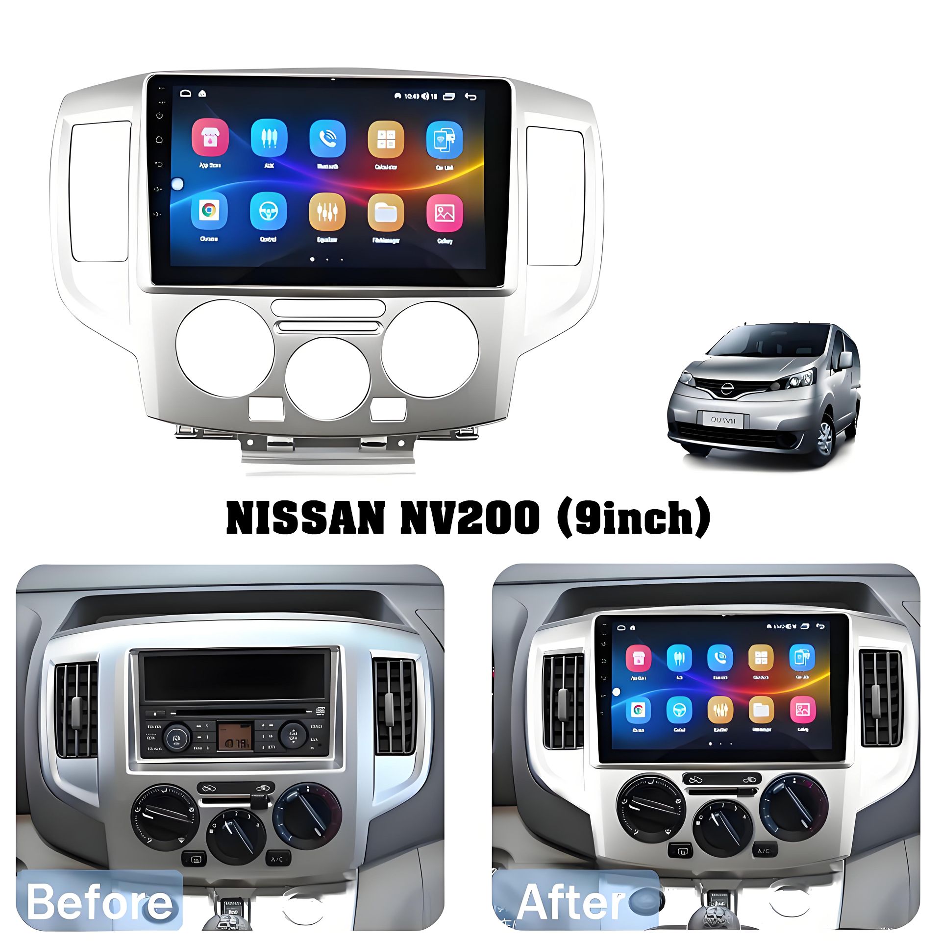 Nissan NV200 Dashboard Navigation Panel Frame Android Navigation Big Screen Modification Kit Suitable For 9 inch Navigation