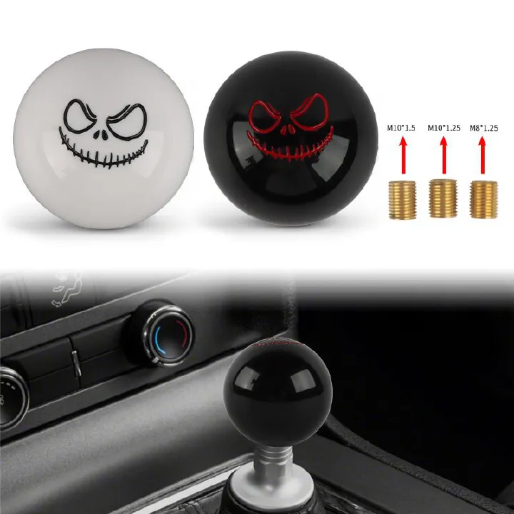 Universal Car Modification Black and White Smiley Face Sphere Shifter Knob Resin Manual Transmission Shift Lever Knob Gear Knob