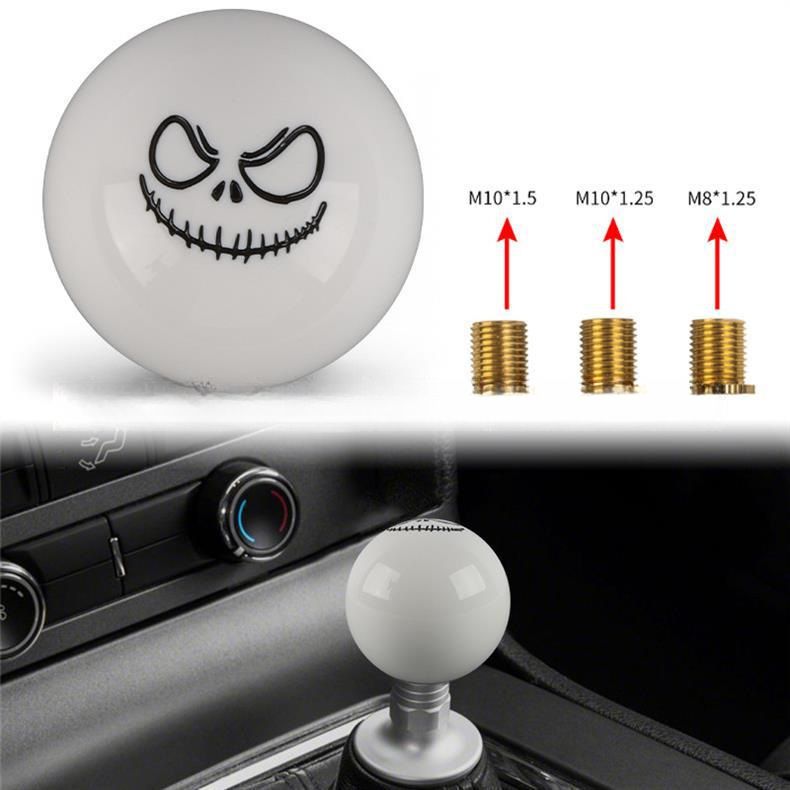 Universal Car Modification Black and White Smiley Face Sphere Shifter Knob Resin Manual Transmission Shift Lever Knob Gear Knob