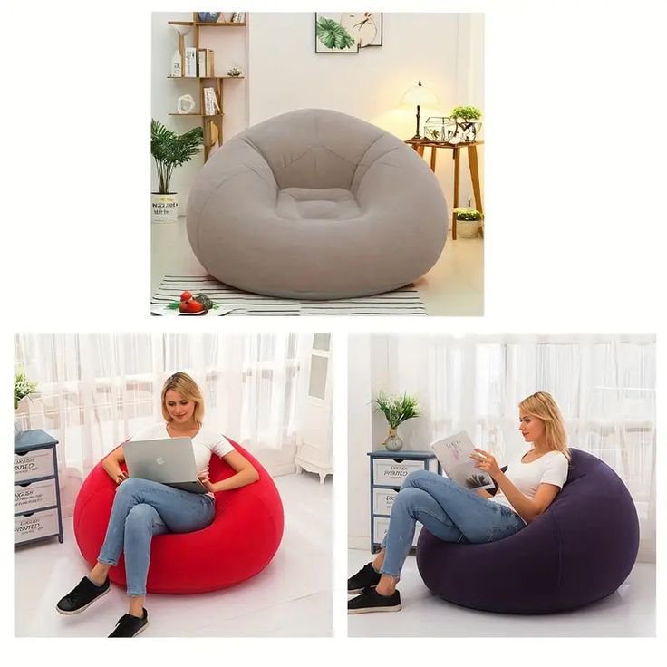 Large Lazy Inflatable sofa Seat / Inflatable Bean Bag with Free manual Pump