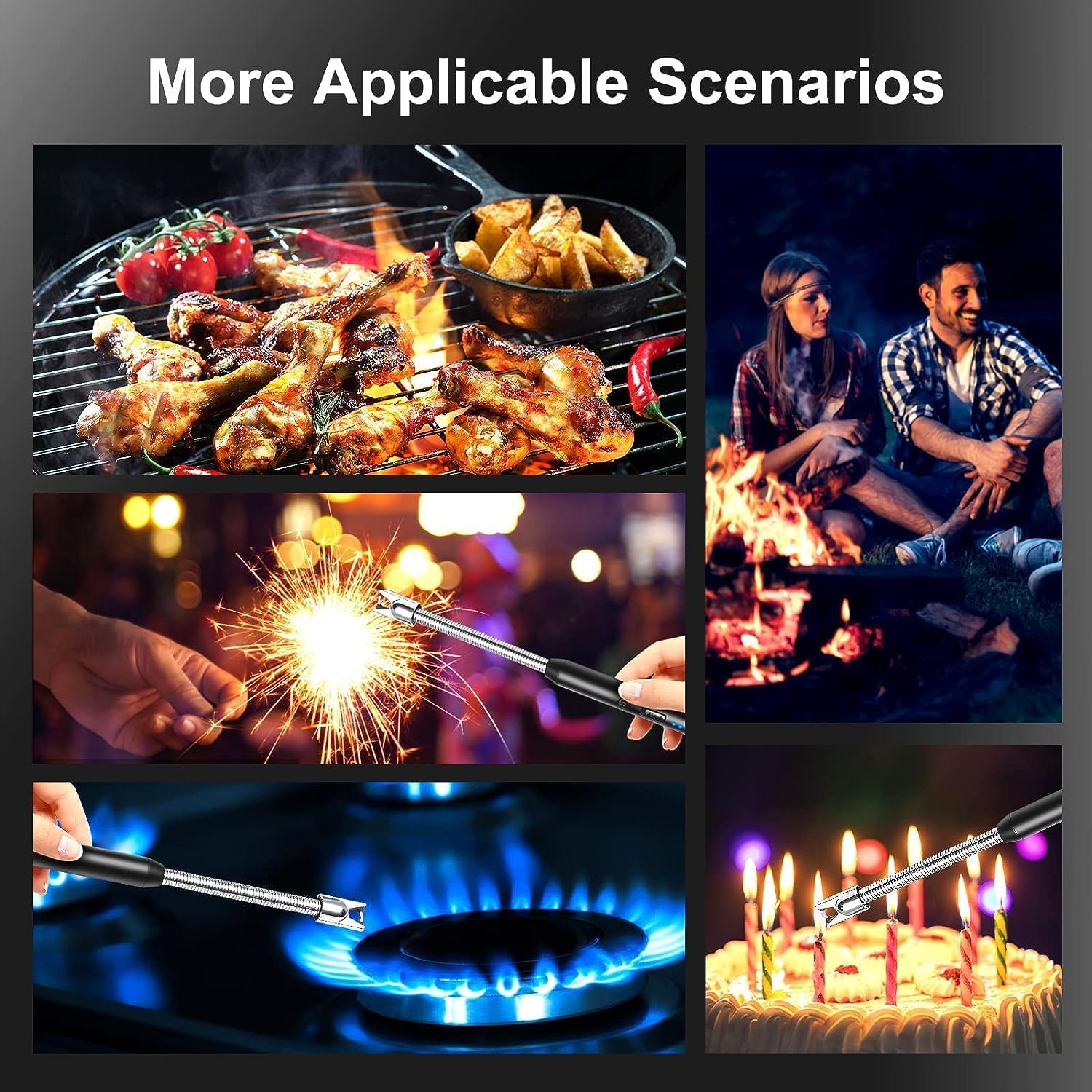 BBQ Electric Candle Lighter - Rechargeable, Windproof, USB, 360° Flexible Neck Arc Lighter (Multicolor)